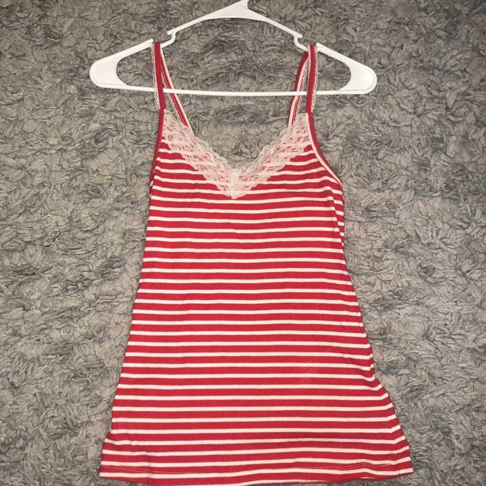 💥Old Navy Orange/red and white striped tank top💥